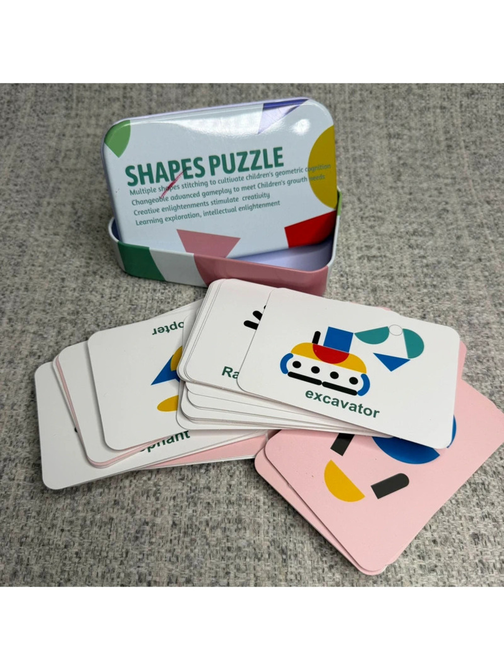 Montessori Shapes Puzzle Learning Cards Kids Geometry Matching Educational Game